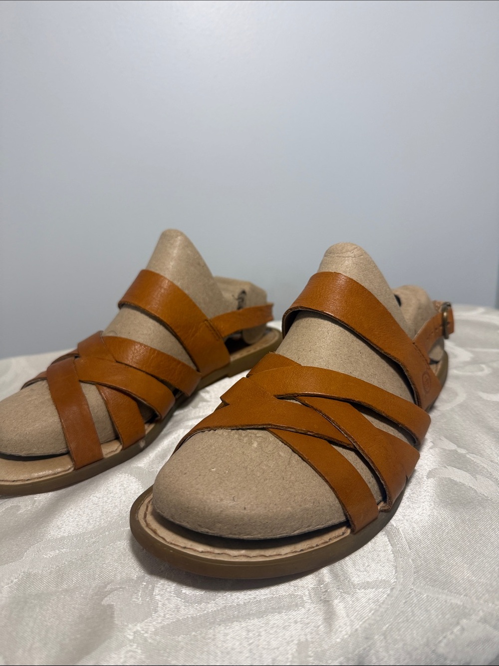 Born Cognac Leather Strappy Sandals